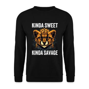 Un petit guépard sauvage et un peu mignon - Sweat-shirt Unisexe - noir - Devant - Alina (178cm) & Michal (187cm)