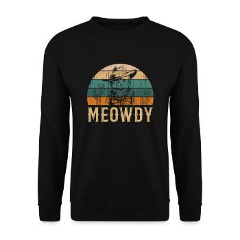 Meowdy Lusy Cowboy Cat Country Meme - Sweat-shirt Unisexe - noir - Devant - Alina (178cm) & Michal (187cm)