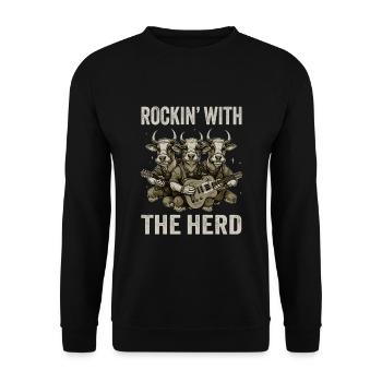Cow Herd Guitar Cows Band Funny Musician - Unisex Sweatshirt - black - Front - Alina (178cm) & Michal (187cm)