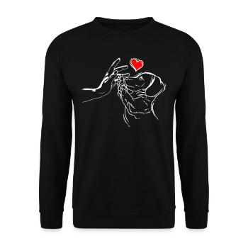 Teckel Love Dogs High Five - Sweat-shirt Unisexe - noir - Devant - Alina (178cm) & Michal (187cm)