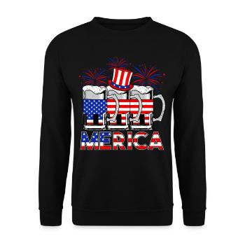 Happy Merica Beer USA Drapeau américain - Sweat-shirt Unisexe - noir - Devant - Alina (178cm) & Michal (187cm)