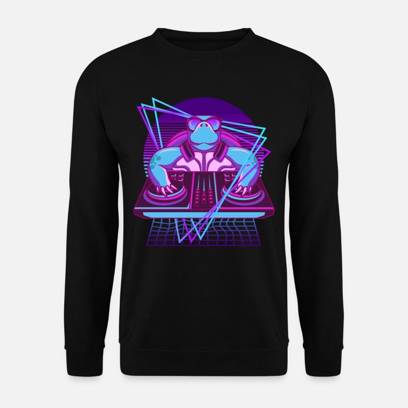 Vaporwave Schildkröte DJ Pult Schildkröte - Unisex Pullover - Schwarz