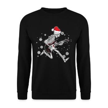 Guitare électrique squelette avec guitariste au chapeau de Père Noël - Sweat-shirt Unisexe - noir - Devant - Alina (178cm) & Michal (187cm)