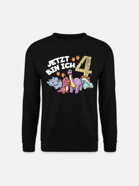 Ich bin schon 4 Geburtstag Dinosaurier T-Rex - Unisex Pullover - Schwarz