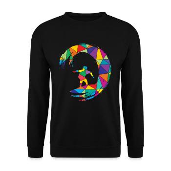Low Poly Surfer Polygon Surf - Sweat-shirt Unisexe - noir - Devant - Alina (178cm) & Michal (187cm)