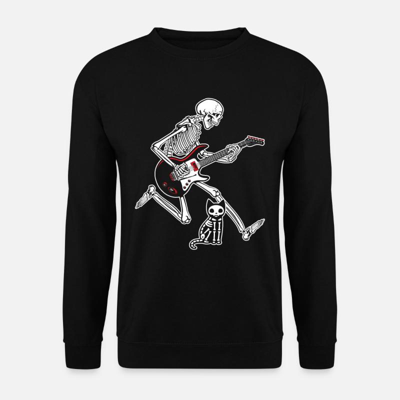 Skeleton Guitar Cat - Unisex Pullover - Schwarz