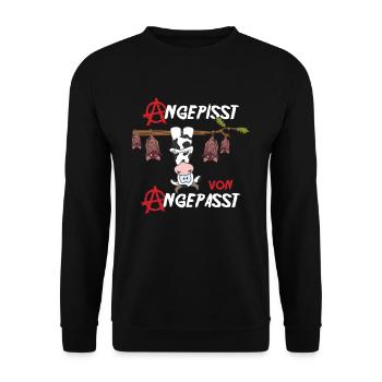 Angepisst von Angepasst Be Different Kuh Anarchie - Unisex Pullover - Schwarz - Vorne - Alina (178cm) & Michal (187cm)