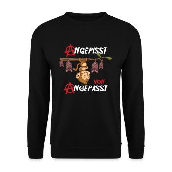 Angepisst von Angepasst Rebell Be Different Affe - Unisex Pullover - Schwarz - Vorne - Alina (178cm) & Michal (187cm)