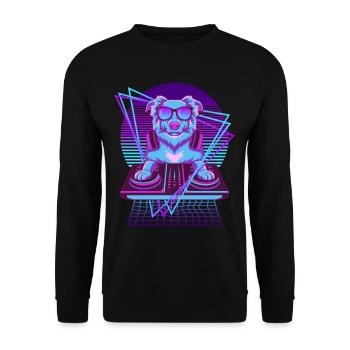 Vaporwave Hund DJ Pult Hund - Unisex Pullover - Schwarz - Vorne - Alina (178cm) & Michal (187cm)