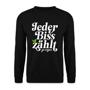 Veganer Jeder Biss Zählt Ich Liebe Tiere Go Vegan - Unisex Pullover - Schwarz - Vorne - Alina (178cm) & Michal (187cm)
