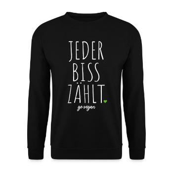 Veganer Jeder Biss Zählt Ich Liebe Tiere Go Vegan - Unisex Pullover - Schwarz - Vorne - Alina (178cm) & Michal (187cm)