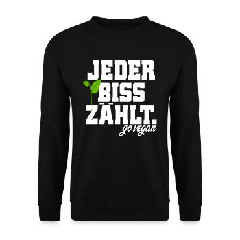 Veganer Jeder Biss Zählt Ich Liebe Tiere Go Vegan - Unisex Pullover - Schwarz - Vorne - Alina (178cm) & Michal (187cm)