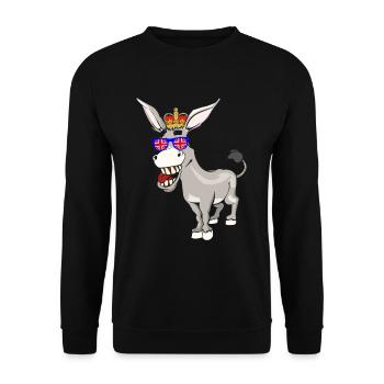 Esel Queen Elizabeth II Britische Krone - Unisex Pullover - Schwarz - Vorne - Alina (178cm) & Michal (187cm)