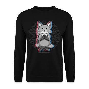 Namaste Fox Mandala Lotus Meditation Fox - Unisex Sweatshirt - black - Front - Alina (178cm) & Michal (187cm)