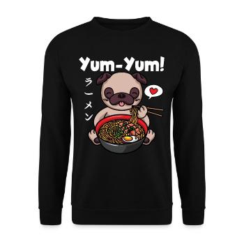 Japon Anime Pug Ramen Nouilles Manga Kawaii - Sweat-shirt Unisexe - noir - Devant - Alina (178cm) & Michal (187cm)