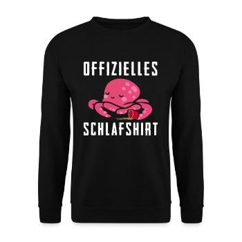 Offizielles Schlafshirt Krake Oktopus Tintenfisch - Unisex Pullover - Schwarz - Vorne - Alina (178cm) & Michal (187cm)