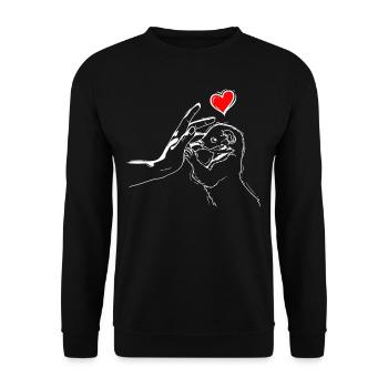Wiesel Liebe Frettchen High Five - Unisex Pullover - Schwarz - Vorne - Alina (178cm) & Michal (187cm)