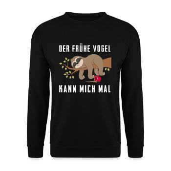 Faultier Der Frühe Vogel kann mich mal Faultier - Unisex Pullover - Schwarz - Vorne - Alina (178cm) & Michal (187cm)