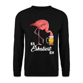 Es Eskaliert Eh Flamingo Bier - Unisex Pullover - Schwarz - Vorne - Alina (178cm) & Michal (187cm)