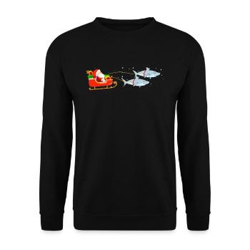 Hai Weihnachtsmann Weihnachtsschlitten - Unisex Pullover - Schwarz - Vorne - Alina (178cm) & Michal (187cm)