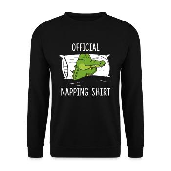 Official Napping Shirt Crocodile - Unisex Pullover - Schwarz - Vorne - Alina (178cm) & Michal (187cm)