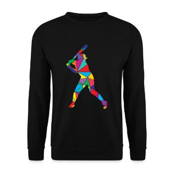 Low Poly Pitcher Schläger Polygon Baseball - Unisex Pullover - Schwarz - Vorne - Alina (178cm) & Michal (187cm)