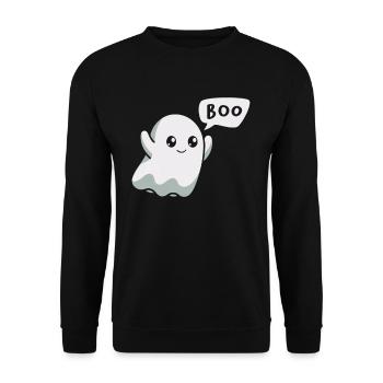 Boo Ghost Trick Or Treat Scary Creepy Halloween - Unisex Pullover - Schwarz - Vorne - Alina (178cm) & Michal (187cm)
