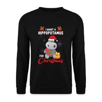 I Want A Hippopotamus For Christmas - Unisex Pullover - Schwarz - Vorne - Alina (178cm) & Michal (187cm)