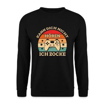 Kann Dich Nicht Hören Ich Zocke Gamer - Unisex Pullover - Schwarz - Vorne - Alina (178cm) & Michal (187cm)