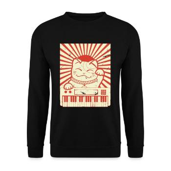 Modular Cat Japanese Analog Synthesizer Cat - Unisex Sweatshirt - black - Front - Alina (178cm) & Michal (187cm)