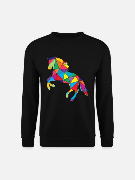 Low Poly Pferd Geometrie Polygon Pferd - Unisex Pullover - Schwarz
