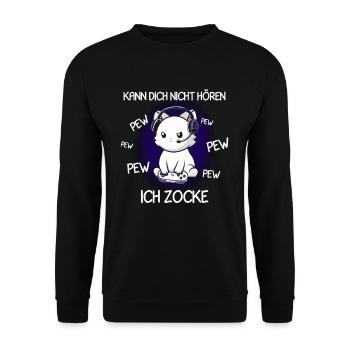 Kann Dich Nicht Hören Ich Zocke Gamer Katze - Unisex Pullover - Schwarz - Vorne - Alina (178cm) & Michal (187cm)