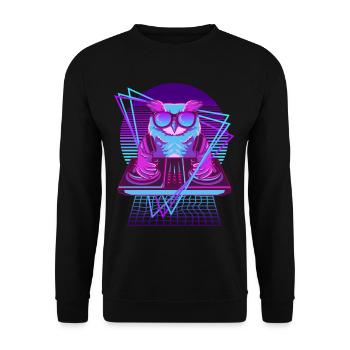 Vaporwave Owl DJ Console Owl - Sweat-shirt Unisexe - noir - Devant - Alina (178cm) & Michal (187cm)
