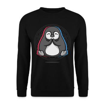 Namaste Penguin Mandala Lotus Meditation Penguin - Unisex Sweatshirt - black - Front - Alina (178cm) & Michal (187cm)
