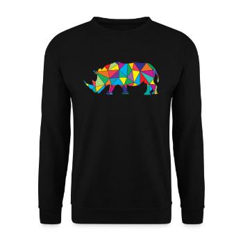 Low Poly Rhinozeros Geometrie Rhinozeros - Unisex Pullover - Schwarz - Vorne - Alina (178cm) & Michal (187cm)