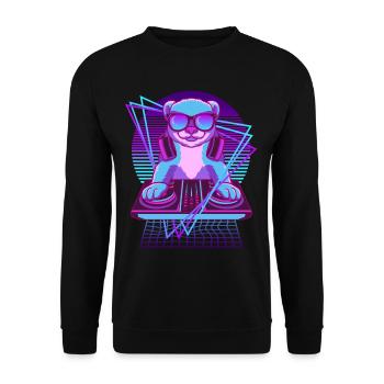 Vaporwave Wiesel DJ Pult Wiesel - Unisex Pullover - Schwarz - Vorne - Alina (178cm) & Michal (187cm)