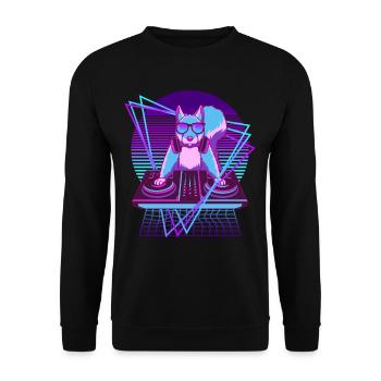 Vaporwave Eichhörnchen DJ Pult Eichhörnchen - Unisex Pullover - Schwarz - Vorne - Alina (178cm) & Michal (187cm)