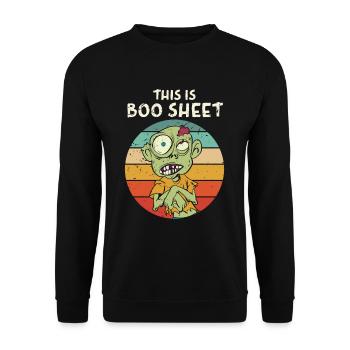 This Is Boo Sheet Zombie Trick Or Treat Halloween - Unisex Pullover - Schwarz - Vorne - Alina (178cm) & Michal (187cm)