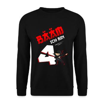 4. Geburtstag Junge 4 Jahre alt - Unisex Pullover - Schwarz - Vorne - Alina (178cm) & Michal (187cm)