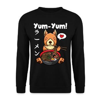 Anime Eichhörnchen Ramen Nudeln Kawaii - Unisex Pullover - Schwarz - Vorne - Alina (178cm) & Michal (187cm)