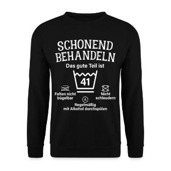 41. Geburtstag Schonend Behandeln 41 Teil Ist 41 - Unisex Pullover - Schwarz - Vorne - Alina (178cm) & Michal (187cm)