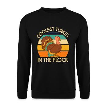 Coolest Turkey In The Flock Thanksgiving Truthahn - Unisex Sweatshirt - black - Front - Alina (178cm) & Michal (187cm)