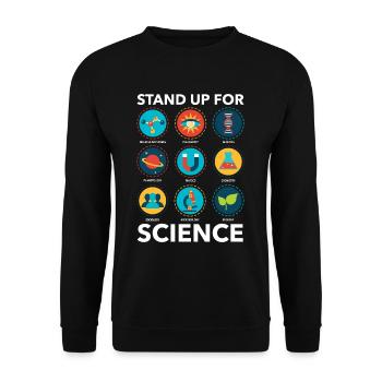 Stand Up For Science Biology Physics School - Unisex Sweatshirt - black - Front - Alina (178cm) & Michal (187cm)