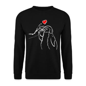 Pinguin Liebe Pinguin High Five - Unisex Pullover - Schwarz - Vorne - Alina (178cm) & Michal (187cm)