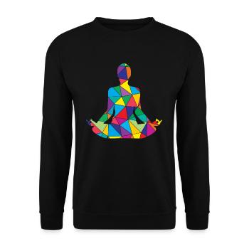 Low Poly Namaste Polygon Namaste Yoga - Unisex Pullover - Schwarz - Vorne - Alina (178cm) & Michal (187cm)
