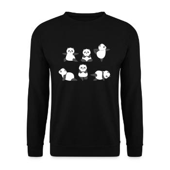 Yoga Panda Meditation Panda macht Yoga Übungen - Unisex Pullover - Schwarz - Vorne - Alina (178cm) & Michal (187cm)