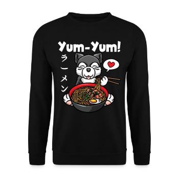 Anime Dog Ramen Noodles Husky Kawaii - Sweat-shirt Unisexe - noir - Devant - Alina (178cm) & Michal (187cm)