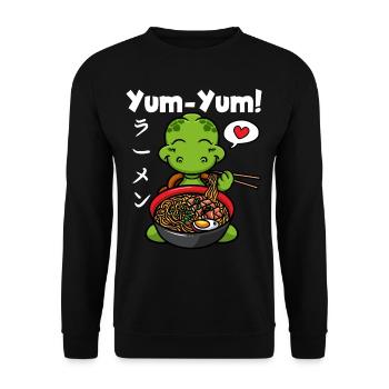 Anime Japonais Tortue Ramen Nouilles Kawaii - Sweat-shirt Unisexe - noir - Devant - Alina (178cm) & Michal (187cm)