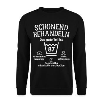 87. Geburtstag Schonend Behandeln 87 Teil Ist 87 - Unisex Pullover - Schwarz - Vorne - Alina (178cm) & Michal (187cm)
