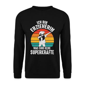 Erzieherin Erzieher Kindergarten Kindergärtnerin - Unisex Pullover - Schwarz - Vorne - Alina (178cm) & Michal (187cm)